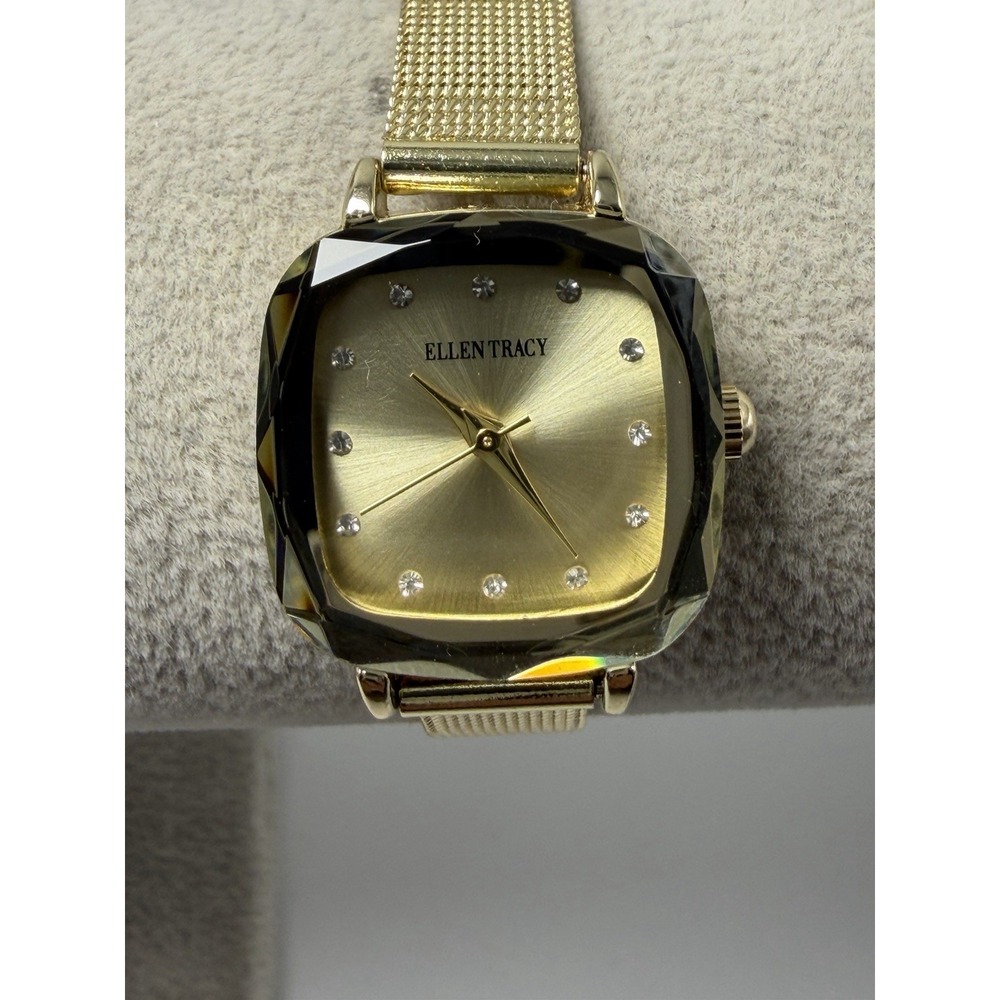 Ellen Tracy ET5427GD New Battery Ladies Watch 22MM 7" Gold Tone